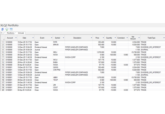 xlq2 Portfolio View Schwab Transactions